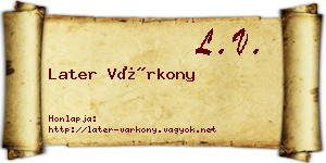 Later Várkony névjegykártya